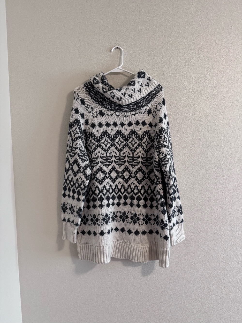 Ruff Hewn Black & White Nordic Cowl Sweater